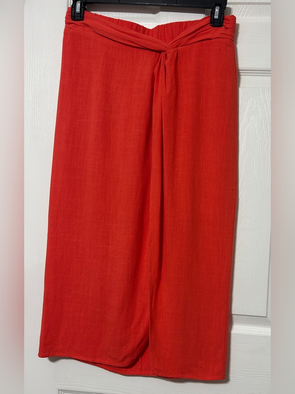 GILLI Women’s Orange Linen Midi Skirt Elastic Waist NWT Size L